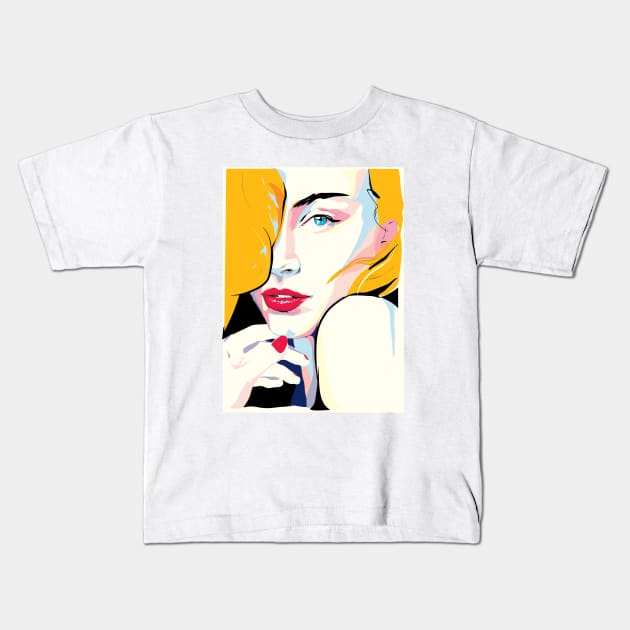 Blonde Girl Mesmerize Kids T-Shirt by Wulfland Arts